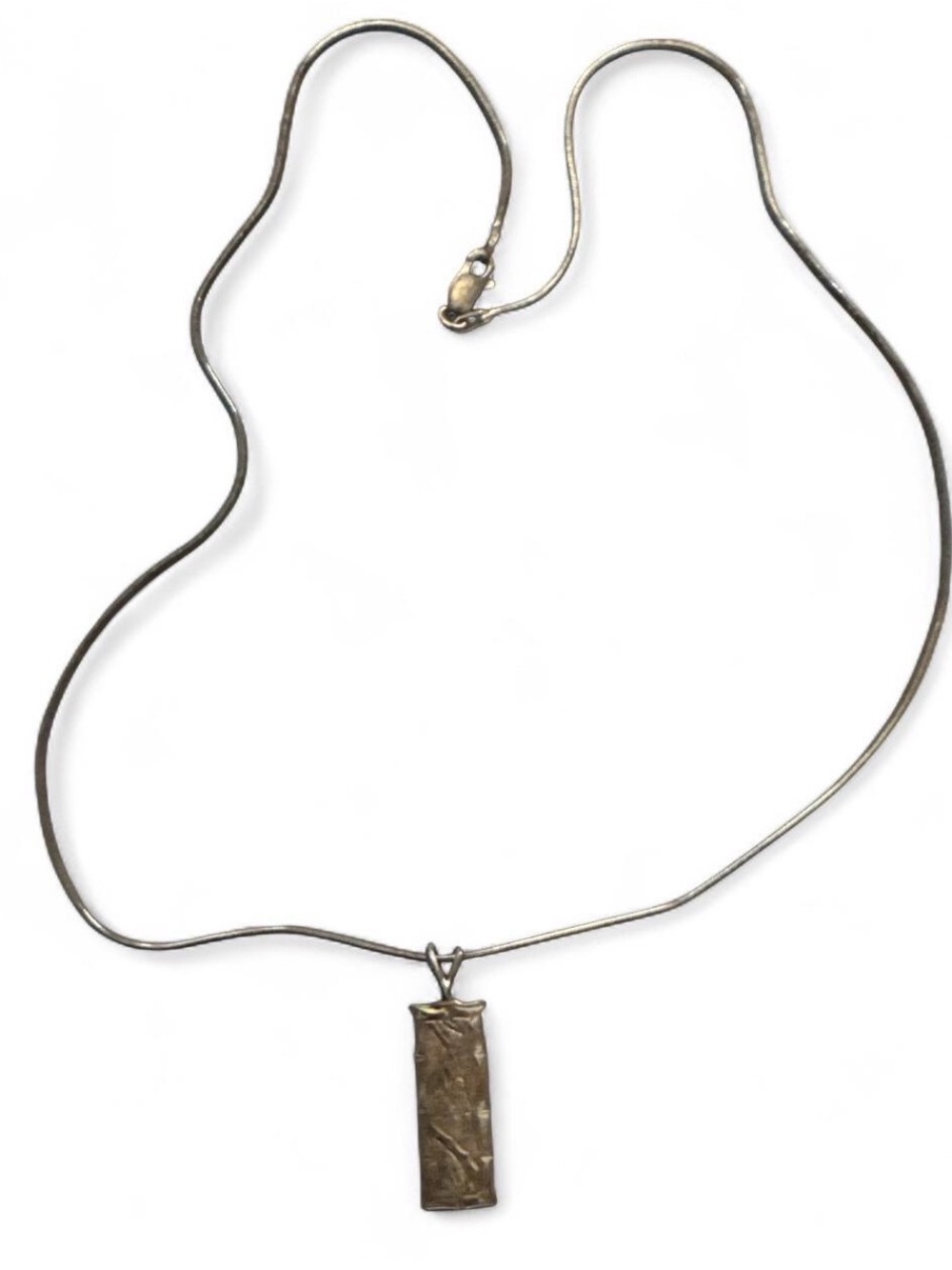 Sterling Silver Rectangular Pendant Necklace - Silver